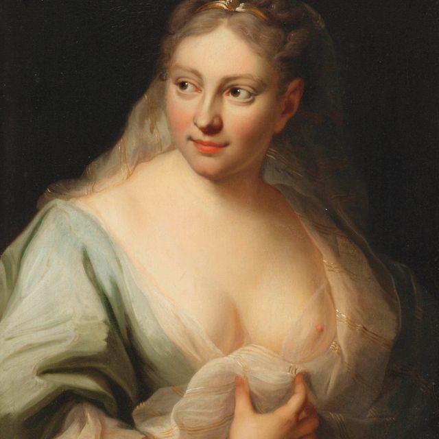 Anton Raphael Mengs — Молодая женщина в голубом платье с вуалью