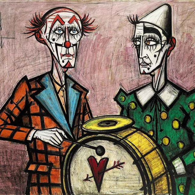 Bernard Buffet — Двое клоунов в большом зале