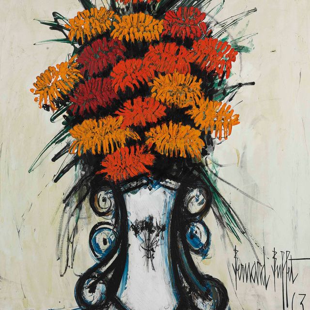Bernard Buffet — Букет цинний в вазе