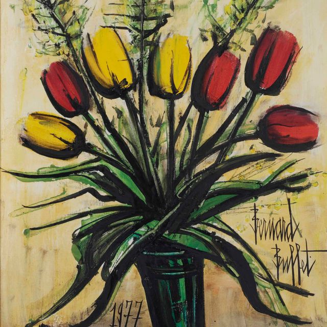 Bernard Buffet — Желтые и румяные тюльпаны