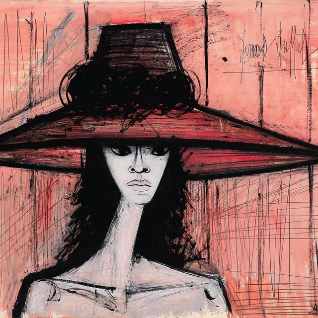 Bernard Buffet — Молодая женщина в великолепном головном уборе