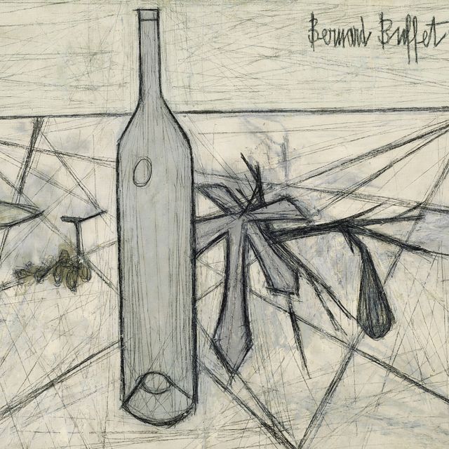 Bernard Buffet — Бутыль и фейль с фигурами