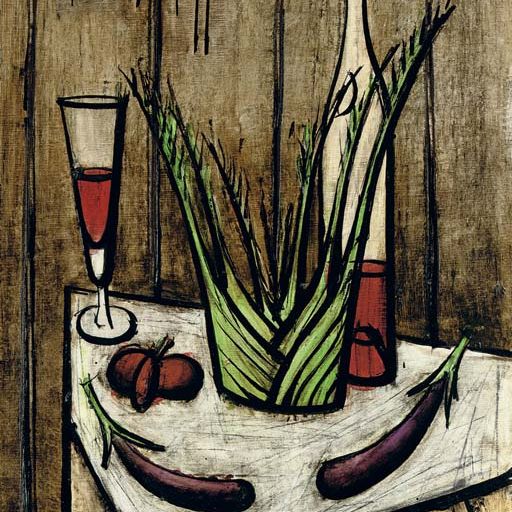 Bernard Buffet — Баклажаны, помидоры, фенуй