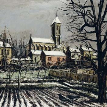 Bernard Buffet — Шампанское, церковь и лес Корбо в живую