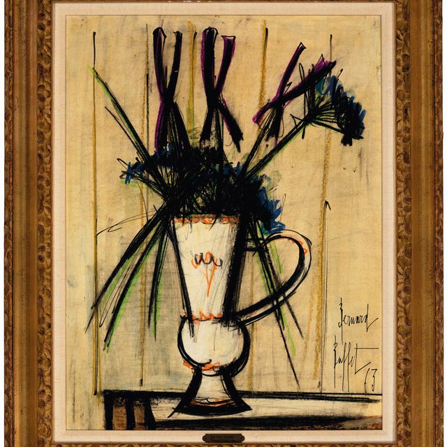 Bernard Buffet — Ирис и цветы в вазе