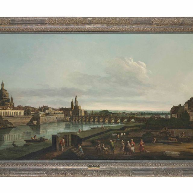 Bernardo Bellotto — Дрезден с правого берега Эльбы над мостом Августа