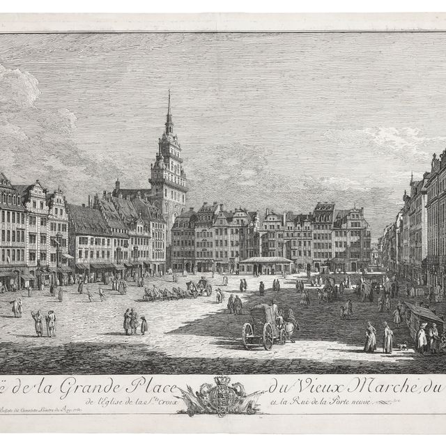 Bernardo Bellotto — Улица Гранд-Плас, Старый марш, Замок Святого Креста и улица Новых ворот ("Альтмаркт в Дрездене")