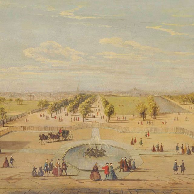 Bernardo Bellotto — Фигуры в формальном саду, возможно, в садах замка Хофф, Австрия