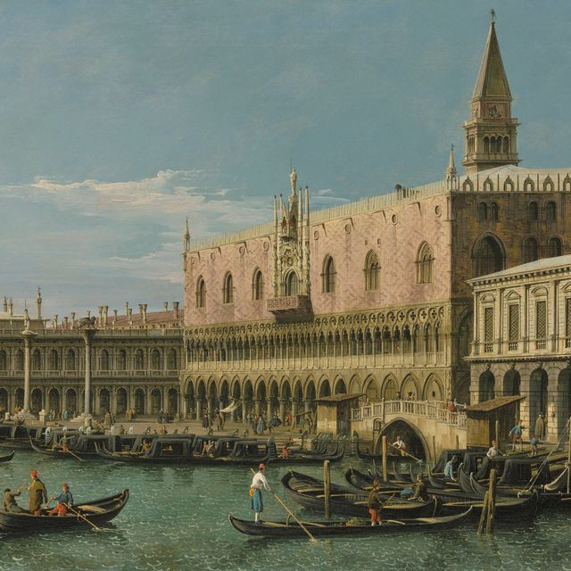 Bernardo Bellotto — Венеция, Моло с дворцом дожей, Пьяццеттой и Библиотекой, выходящими окнами на запад.