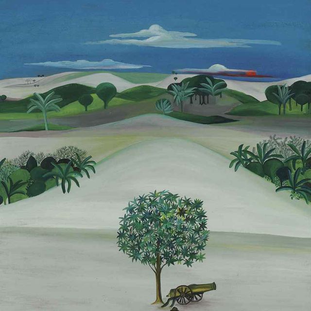 Bhupen Khakhar — Без названия (Пейзаж с пушкой)