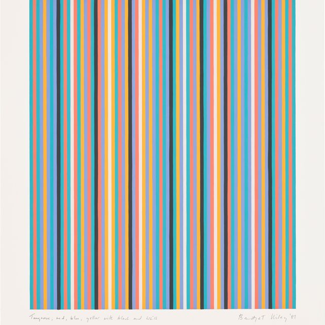 Bridget Riley — Бирюзовый, красный, синий, желтый с черным и белым