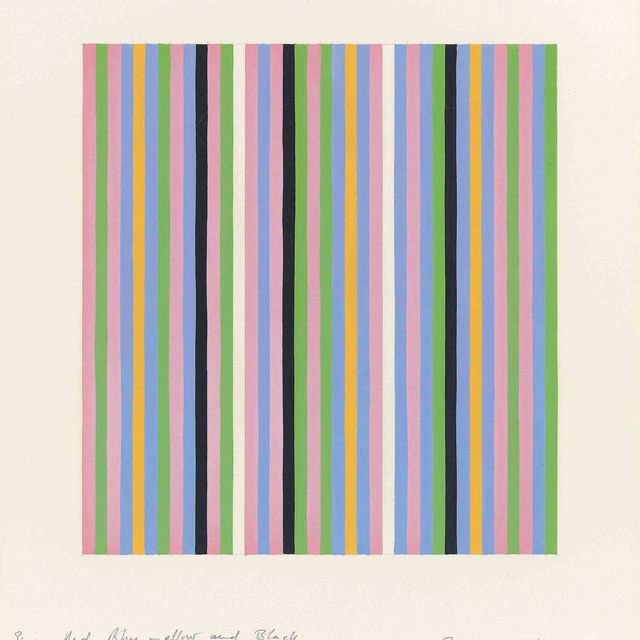 Bridget Riley — Зеленый, красный, синий, желтый и черный. 1-я группа. Изучите