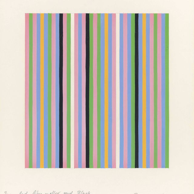 Bridget Riley — Зеленый, красный, синий, желтый и черный. 1-я группа. Изучите
