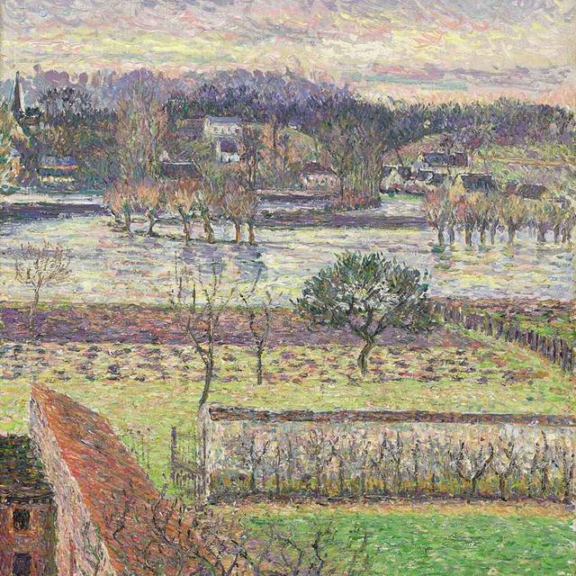 Camille Pissarro — Вид из окна, восхищение, эффект вечера, Эрагни