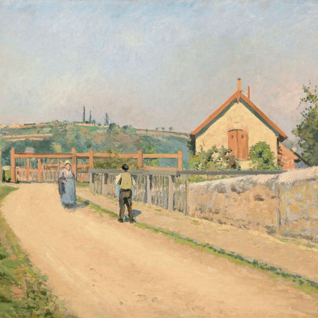 Camille Pissarro — Барьер на берегу реки, на паштете в Понтуазе