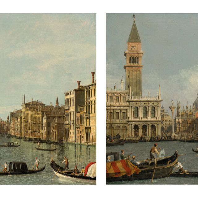 Canaletto — Венеция: Устье Большого канала с востока и Моло с Пьяццеттой и дворцом дожей со стороны Бачино.