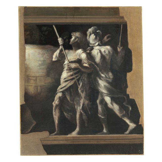 Caravaggio — Обманка гипсового или мраморного барельефа с изображением римских солдат: фрагмент