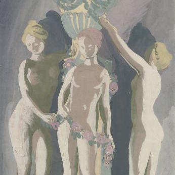 Cecil Beaton — Три обнаженные натуры окружают урну