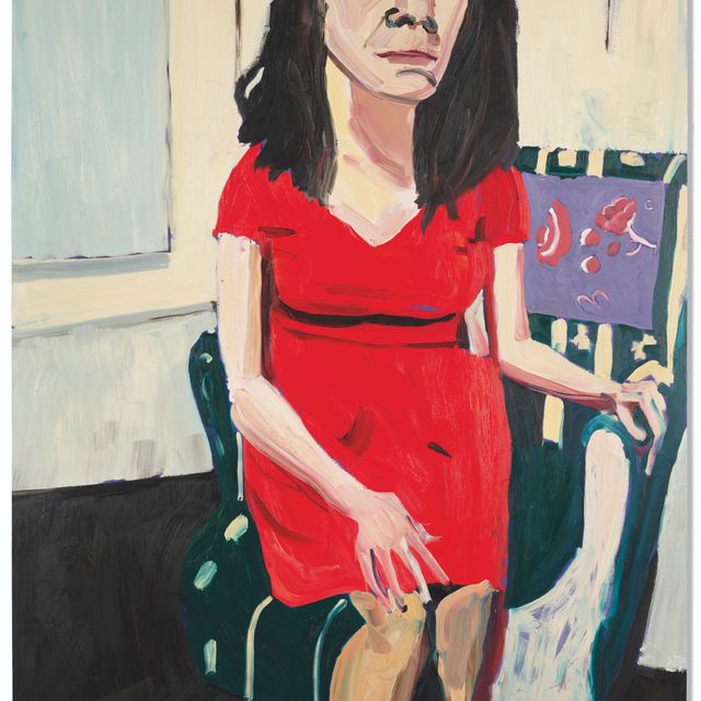 Chantal Joffe — Ночной автопортрет в красном платье