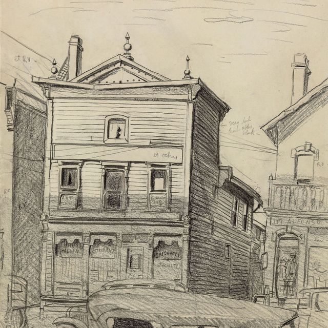 Charles Ephraim Burchfield — Витрина магазина, Ближе к вечеру