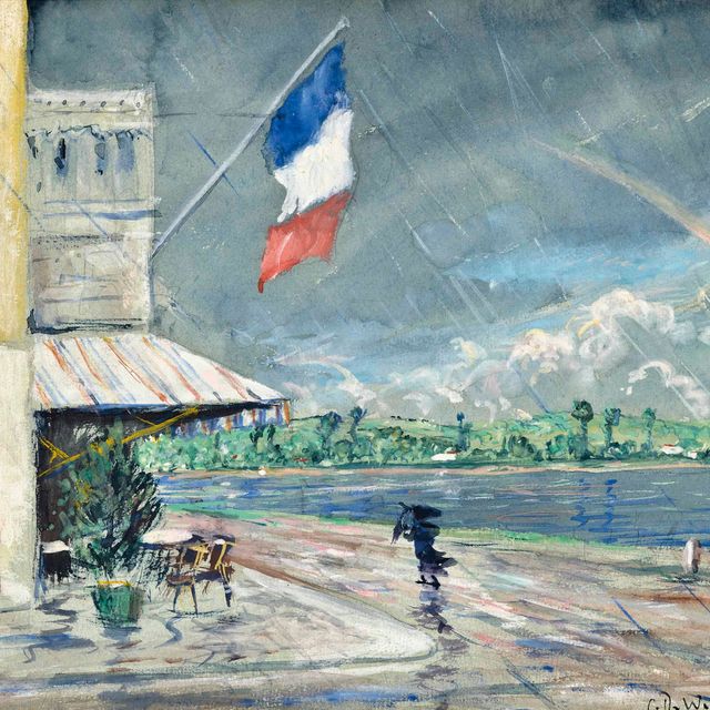Christopher Nevinson — Французское кафе под дождем