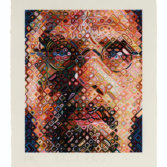 Chuck Close — Автопортрет, гравюра на дереве