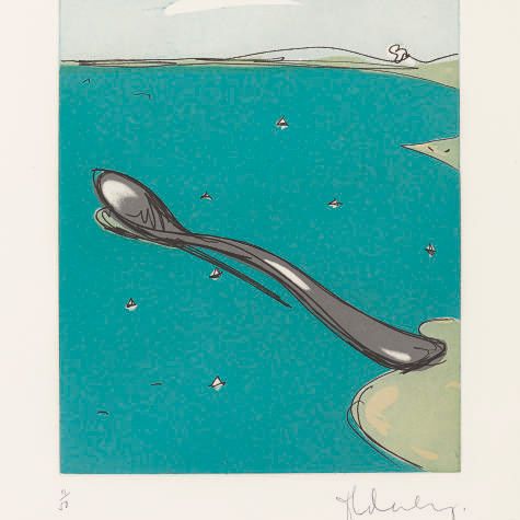Claes Oldenburg — Ложечный пирс, из портфолио гравюрных работ Landfall Press (A. & P. 117)