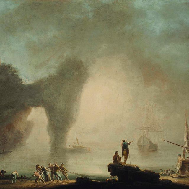 Claude Joseph Vernet — Средиземноморская гавань, рыбаки, вытаскивающие сети, корабли, пришвартованные в спокойном месте за