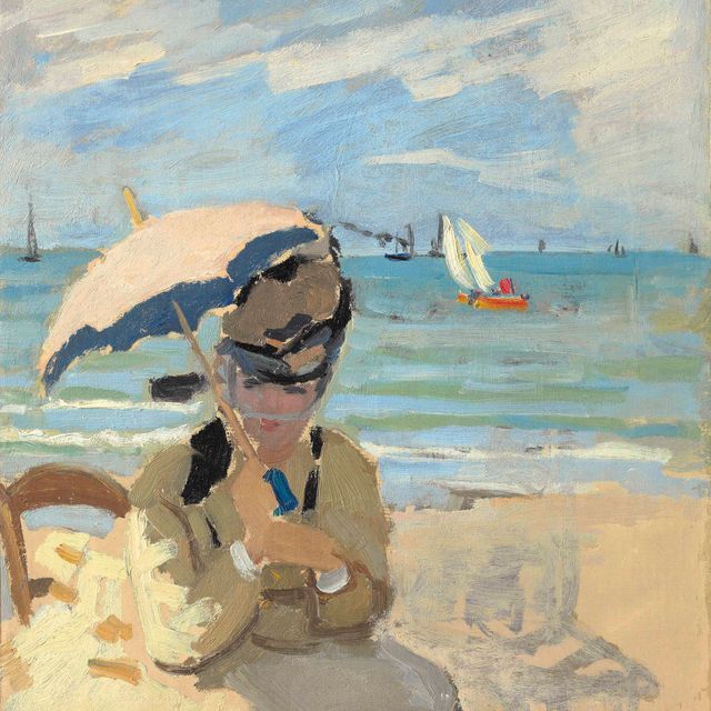 Claude Monet — Камилла ассизе на пляже в Трувиле