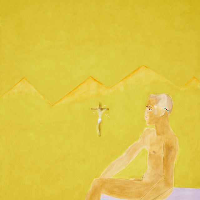 Craigie Aitchison — Сидящий мальчик и распятие