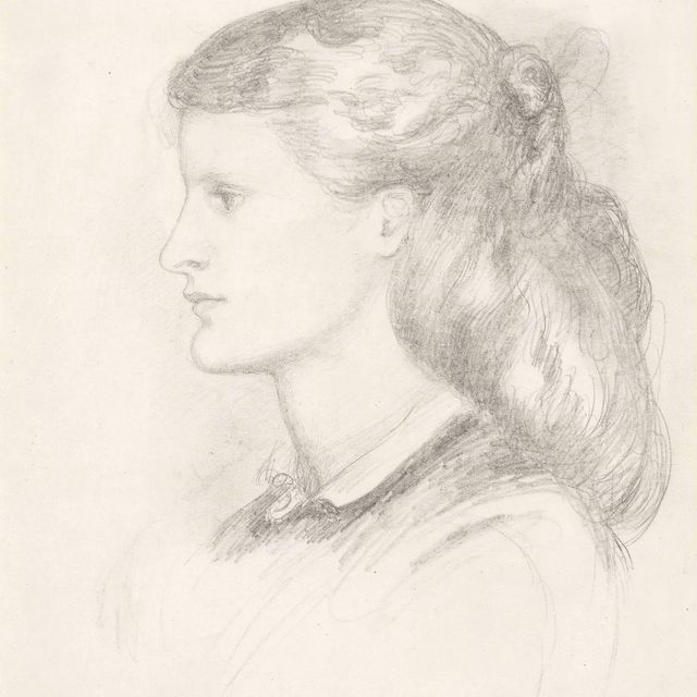 Dante Gabriel Rossetti — Портрет Энни Миллер, во весь рост, в профиль слева