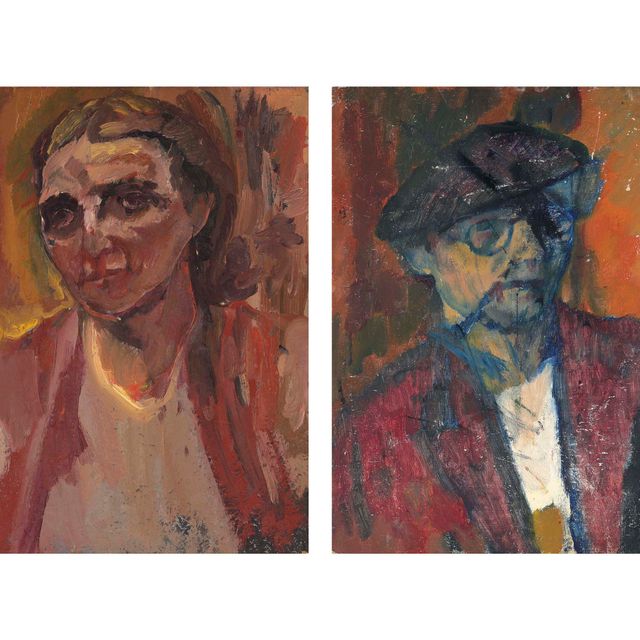 David Bomberg — Портрет Лилиан (спереди), автопортрет ( сзади )