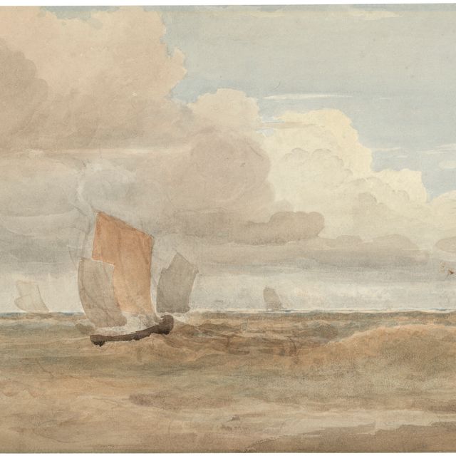 David Cox — Рыбацкие лодки на ветру