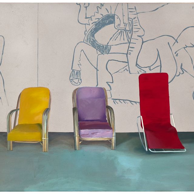 David Hockney — Три стула с фрагментом фрески Пикассо