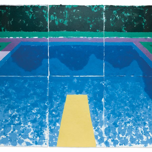 David Hockney — Дневной пул с тремя синими (Бумажный пул 7)