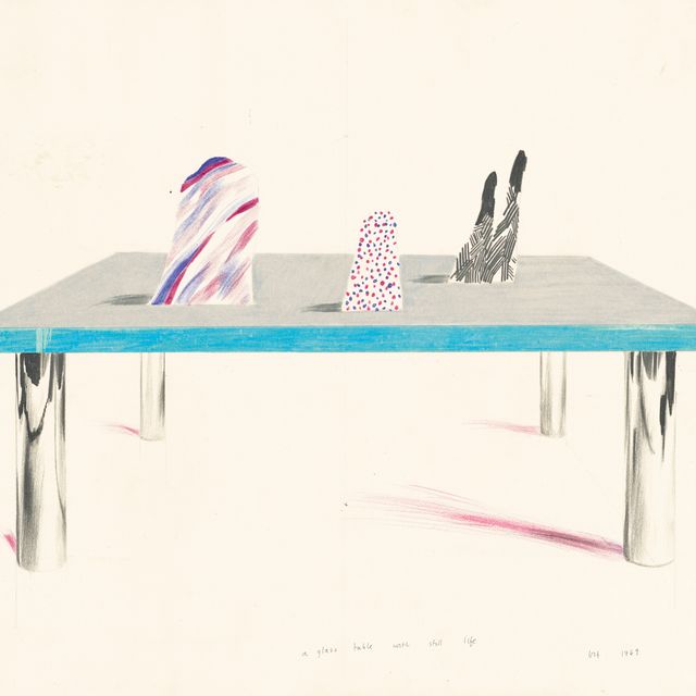 David Hockney — Стеклянный столик с натюрмортом