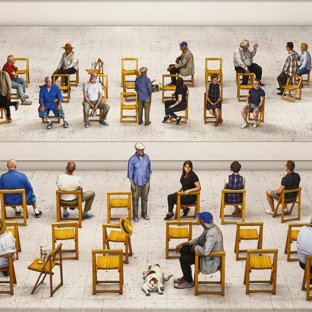 David Hockney — Изображенное собрание с зеркалом