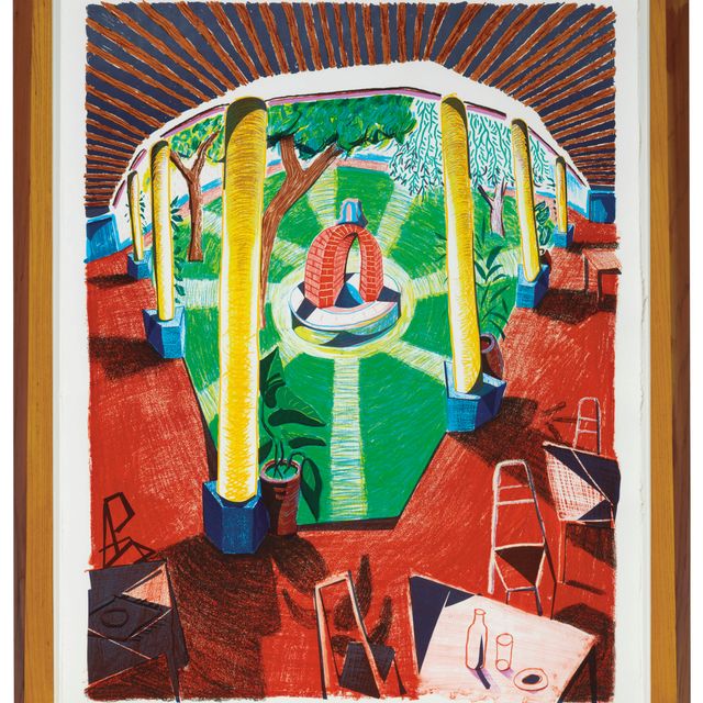 David Hockney — Вид на отель Well III с движущегося фокуса