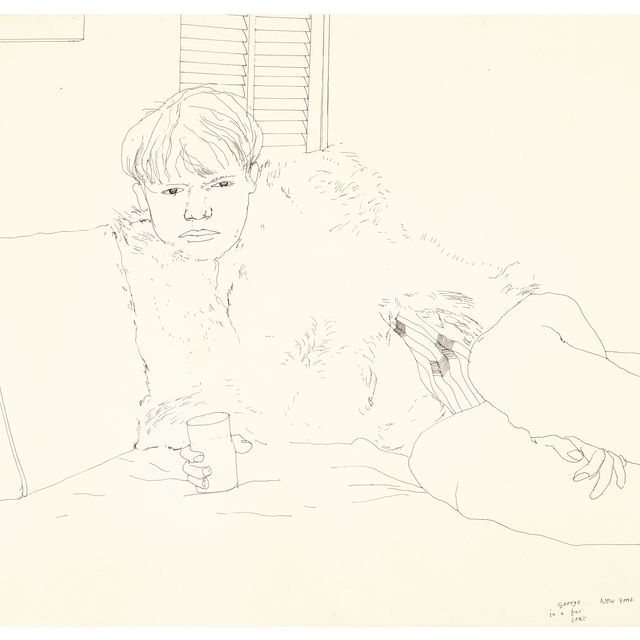 David Hockney — Джордж в меховой шубе