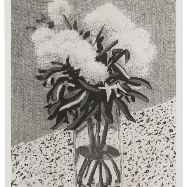 David Hockney — Пионы в стеклянной вазе