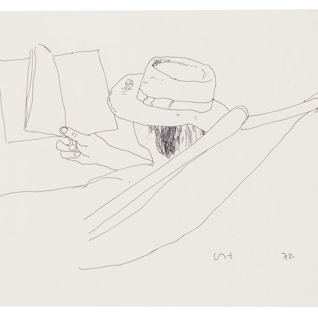 David Hockney — Мужчина в шляпе читает