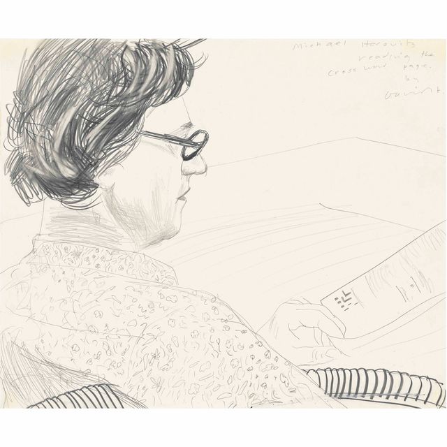 David Hockney — Майкл Горовиц читает страницу с кроссвордом