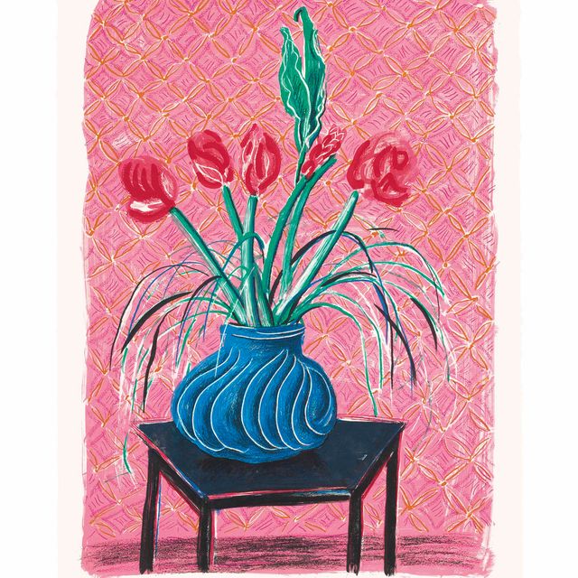 David Hockney — Амариллис в вазе, из движущегося фокуса