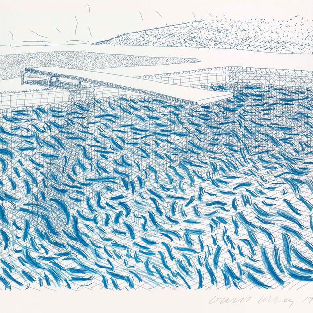 David Hockney — Литографская вода, выполненная из линий и мелка