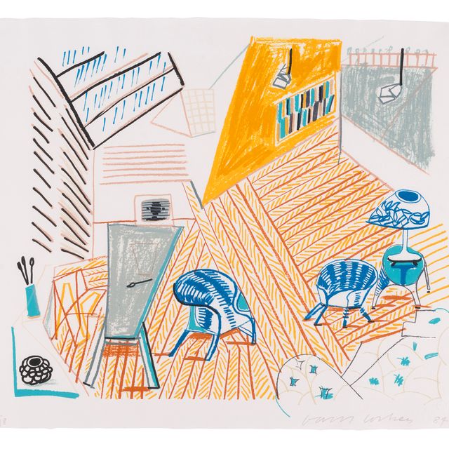 David Hockney — Студия в Пемброке с синими стульями и лампой от Moving Focus