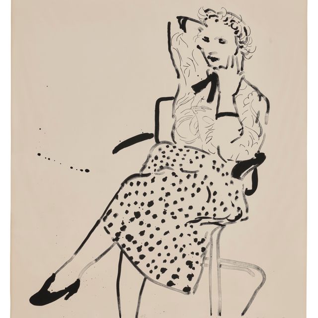 David Hockney — Селия в юбке в горошек