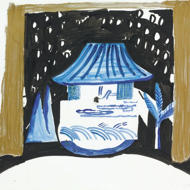 David Hockney — Гора, дерево, дворец и морское побережье от Le Rossignol