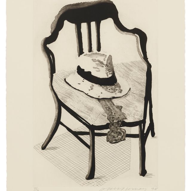 David Hockney — Панама с галстуком-бабочкой на стуле, из портфолио Geldzahler
