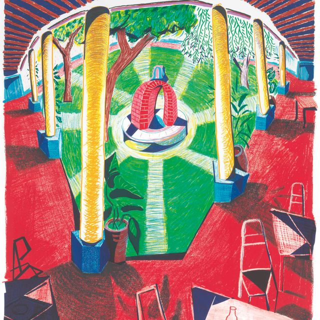 David Hockney — Вид на отель Well III с движущегося фокуса