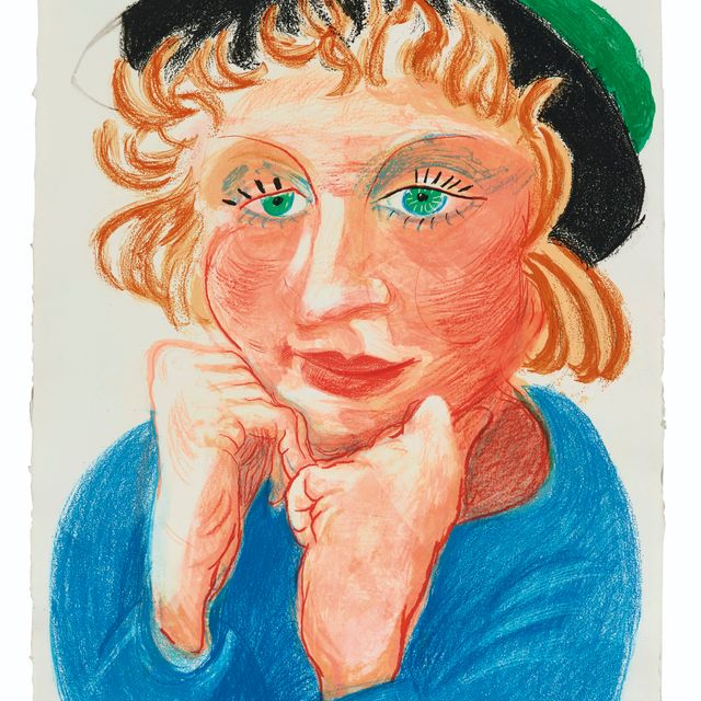 David Hockney — Селия в зеленой шляпе